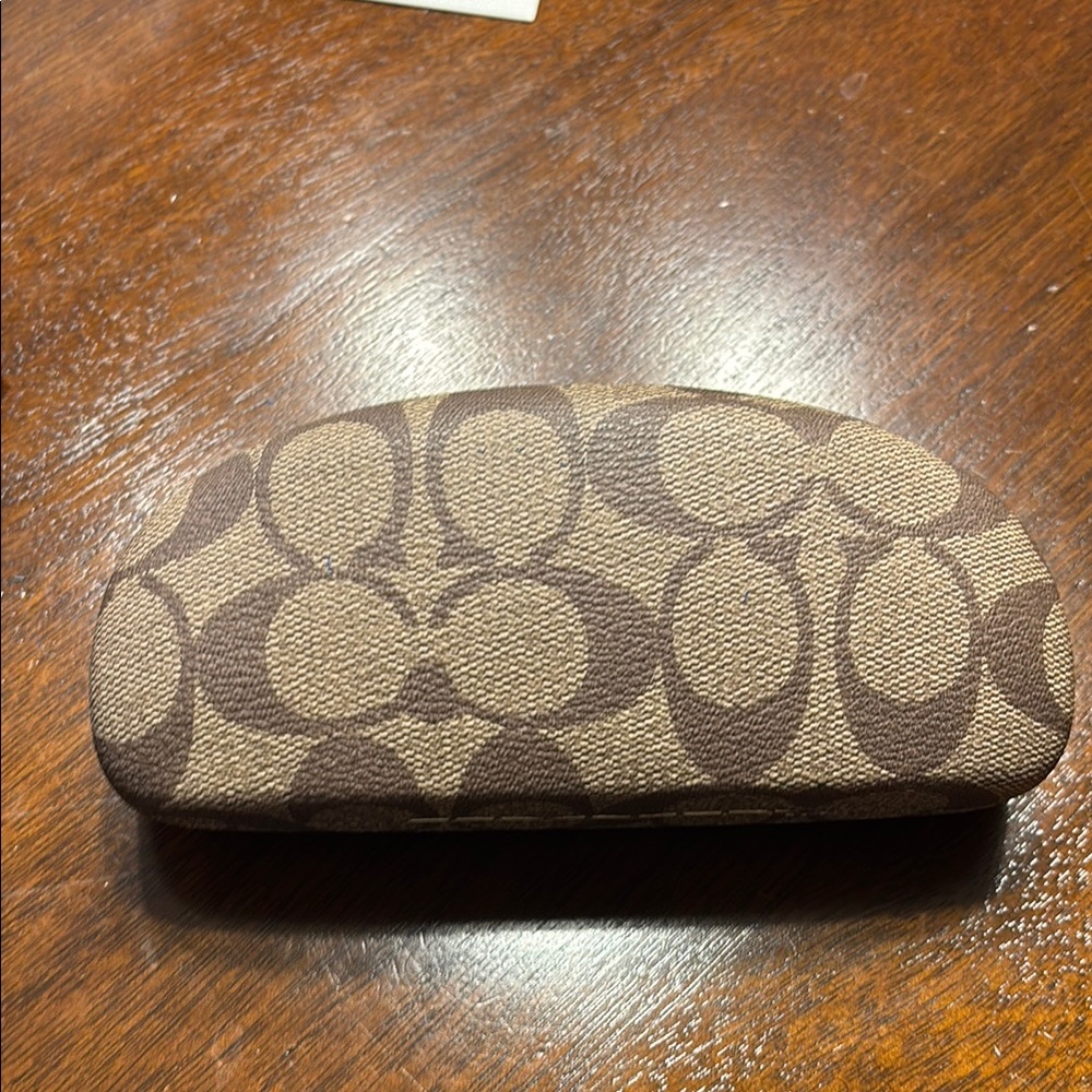 Coach Tan and Brown Patterned Glasses Case